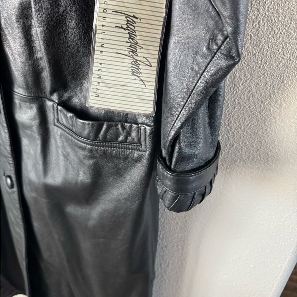 Jacqueline Ferrar Black Leather Trench Coat - Picture 2 of 10